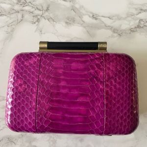 Diane von Furstenberg snake embossed clutch with chain
